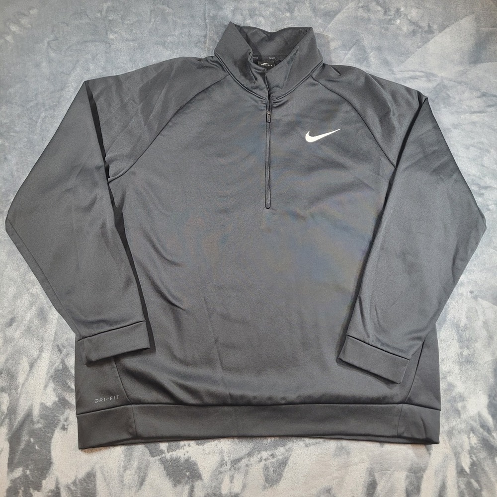 Nike Sweater Mens 2XL‎ Black Long Sleeve Pullover Golf 1/4 Zip Dri Fit